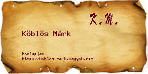 Köblös Márk névjegykártya